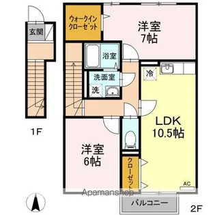 ヴィルヌーブ M【2階】の間取り