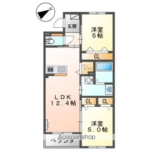 エーグレイス中広【1階】の間取り
