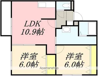 メゾンパティオ本通(メゾンパティオホンドオリ)【201号室】の間取り