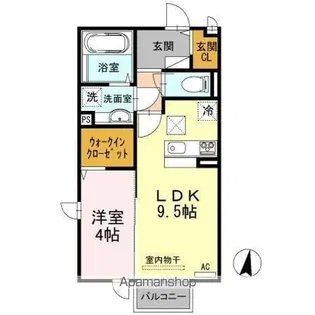 シャンブル・アンソレイエ Ⅱ【1階】の間取り