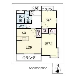 エピーメロン越水【1階】の間取り