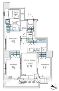 パークホームズ文京白山ヒルテラス【3階】の間取り
