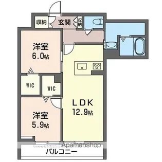 ヴィラ・ボヌール【204号室】の間取り