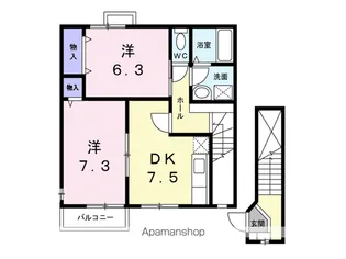 ボヌール・シャンテ【201号室】の間取り
