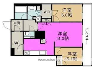 ザ・タワー大阪【1611号室】の間取り