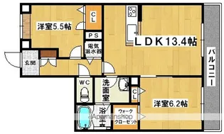 シャーメゾン三国ヶ丘【2階】の間取り