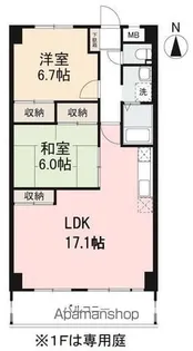 パークハイムカタモト【205号室】の間取り