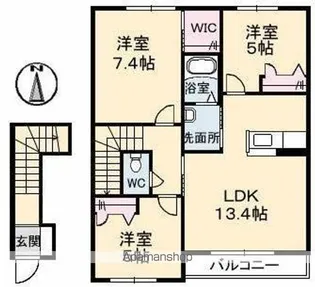 シャーメゾン西山崎 A棟・B棟【A201号室】の間取り