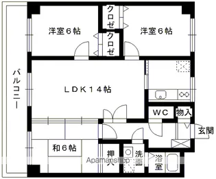 クレスティ空港前【8階】の間取り