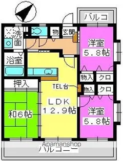 プロムナード・セリーヌ参番館【405号室】の間取り