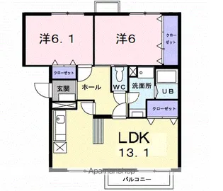パークヒルズB【1階】の間取り