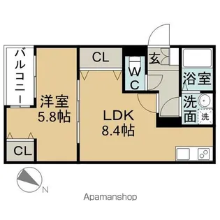 Le ciel中村日赤【2階】の間取り