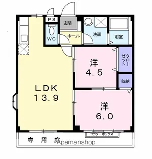 エルディム吉田B【1階】の間取り