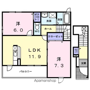 リガーレユーユー 1番館【2階】の間取り