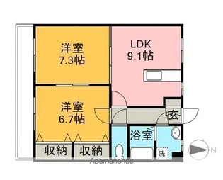 リアン田の上【102号室】の間取り