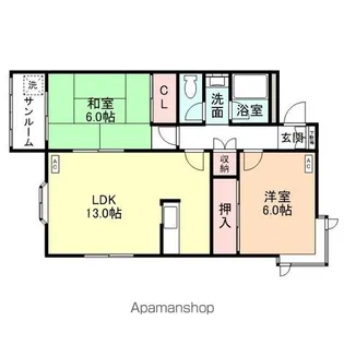 ファミーユ白露【1-A号室】の間取り