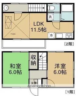 テラスハウス若葉B棟【1階】の間取り