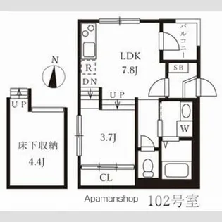 ハーモニーテラス御器所【1階】の間取り