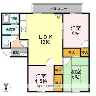 リゾット花房B棟【2階】の間取り