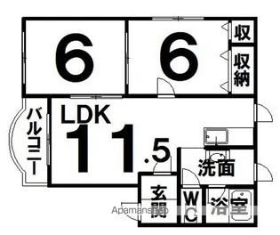 つくしハイツ【2-A号室】の間取り