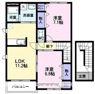 グラース パピヨン【2階】の間取り