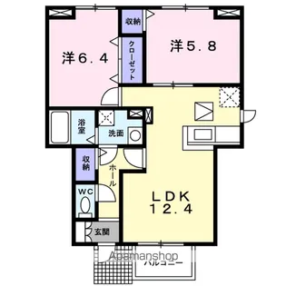 イズミティ・ヒルズ 弐番館【1階】の間取り