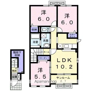 グロワールパレスB【2階】の間取り