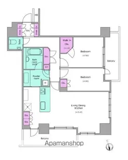 レジディアタワー目黒不動前【16階】の間取り