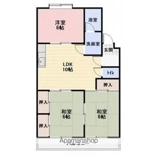 パークサイド三ツ井【102号室】の間取り