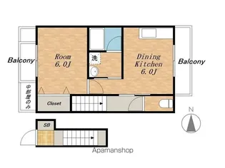 シャインフィールド平方【202号室】の間取り