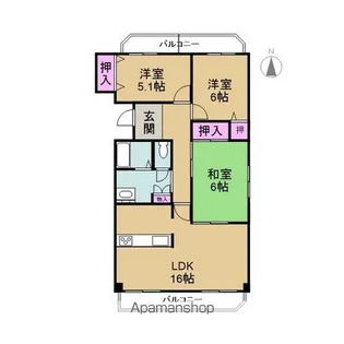 グランサム【205号室】の間取り