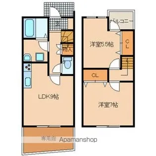 福岡県大野城市下大利4丁目【テラスハウス】の間取り