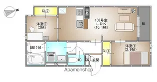 GRANDTIC 大元駅東【103号室号室】の間取り