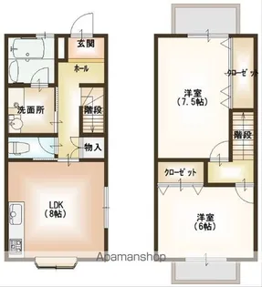 滋賀県東近江市妙法寺町【テラスハウス】の間取り