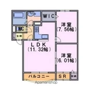 ヴィアーレ泉野【205号室】の間取り