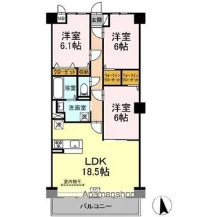 グランヴェールにしすな【3階】の間取り