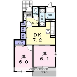 シャトレー ポワリエ A【1階】の間取り