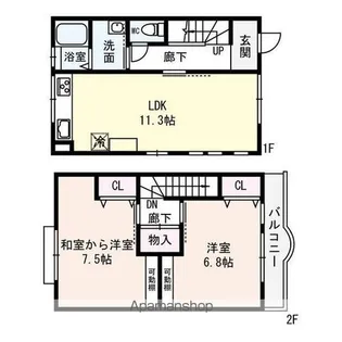 滋賀県大津市大江3丁目【テラスハウス】の間取り