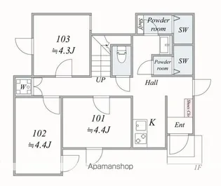 LIB.東高円寺【102号室】の間取り