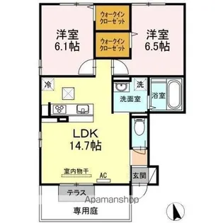 プティ ボヌール A・B【1階】の間取り