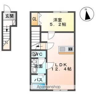 仮)白河中山下アパートB【201号室】の間取り