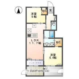 ラ カーザ ドルチェ (LA CASA DOLCE)【106号室】の間取り