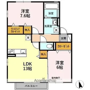 アッパルタメント ディ ソーレ A【2階】の間取り