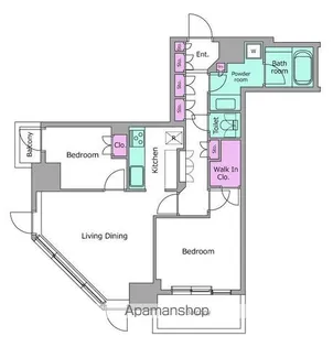 レジディアタワー目黒不動前【15階】の間取り