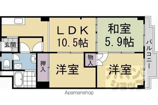メガロコープ西陣【407号室】の間取り
