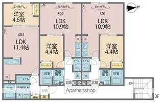 カインドネス八王子元横山町【303号室号室】の間取り