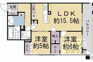 プレミスト京都二条城北【4F号室】の間取り