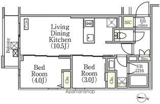 イプセ中野三丁目【2階】の間取り