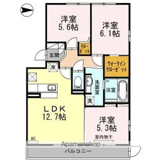 リバーフロント鴨川【101号室】の間取り