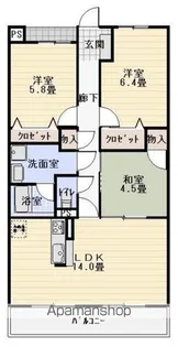 シャトー草薙【3階】の間取り
